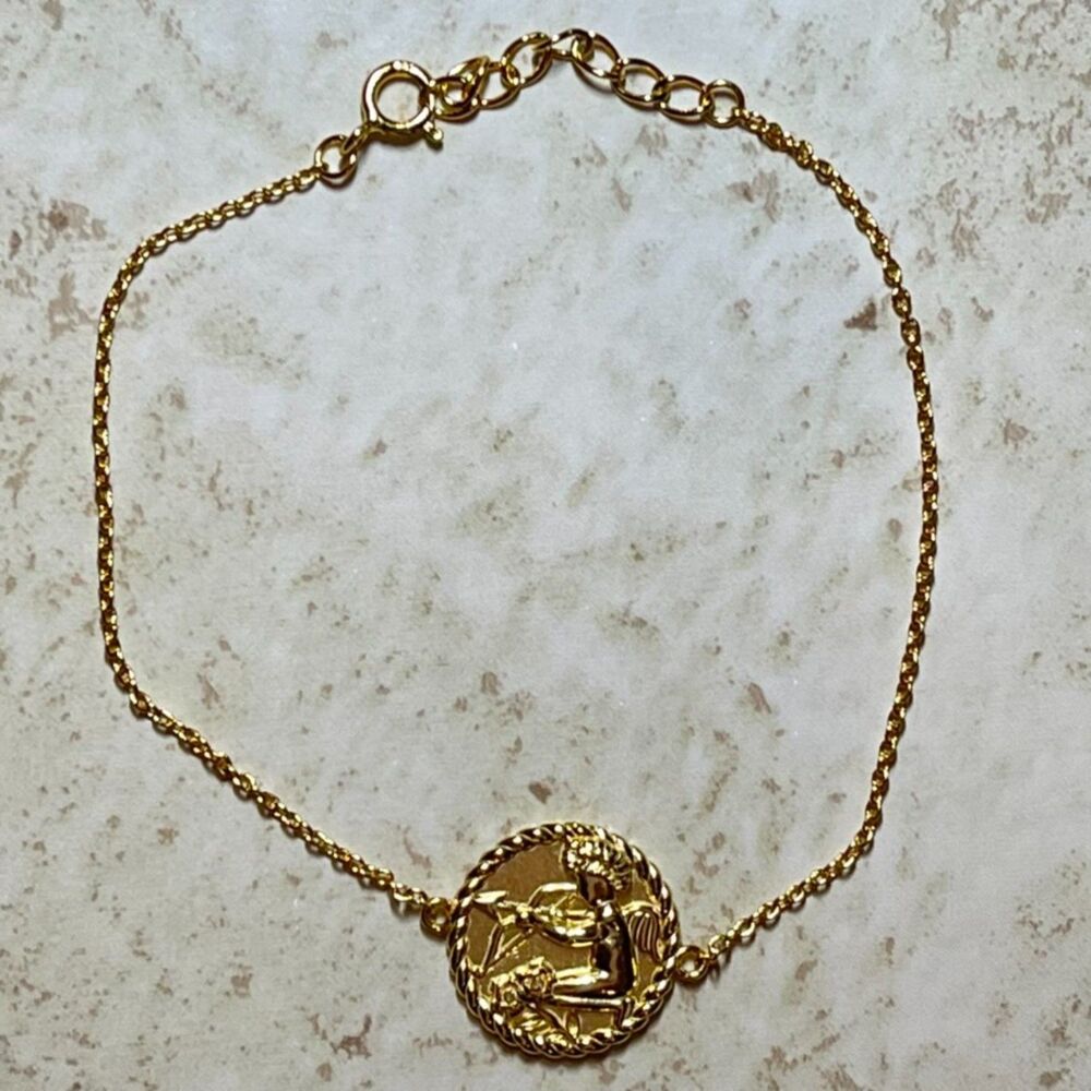 Cupid Coin Bracelet Gold Over Sterling Silver